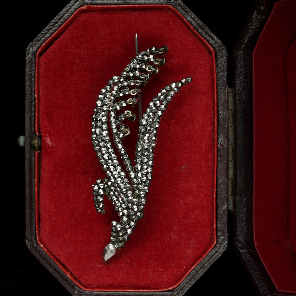 Victorian Lily of the Valley Cut Steel Brooch