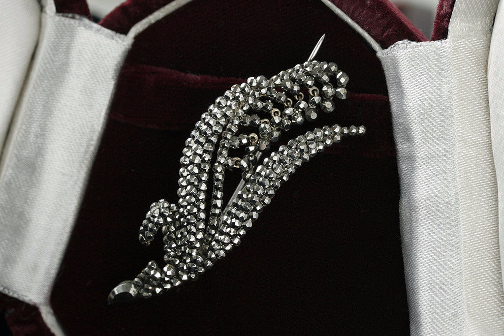 Victorian Lily of the Valley Cut Steel Brooch
