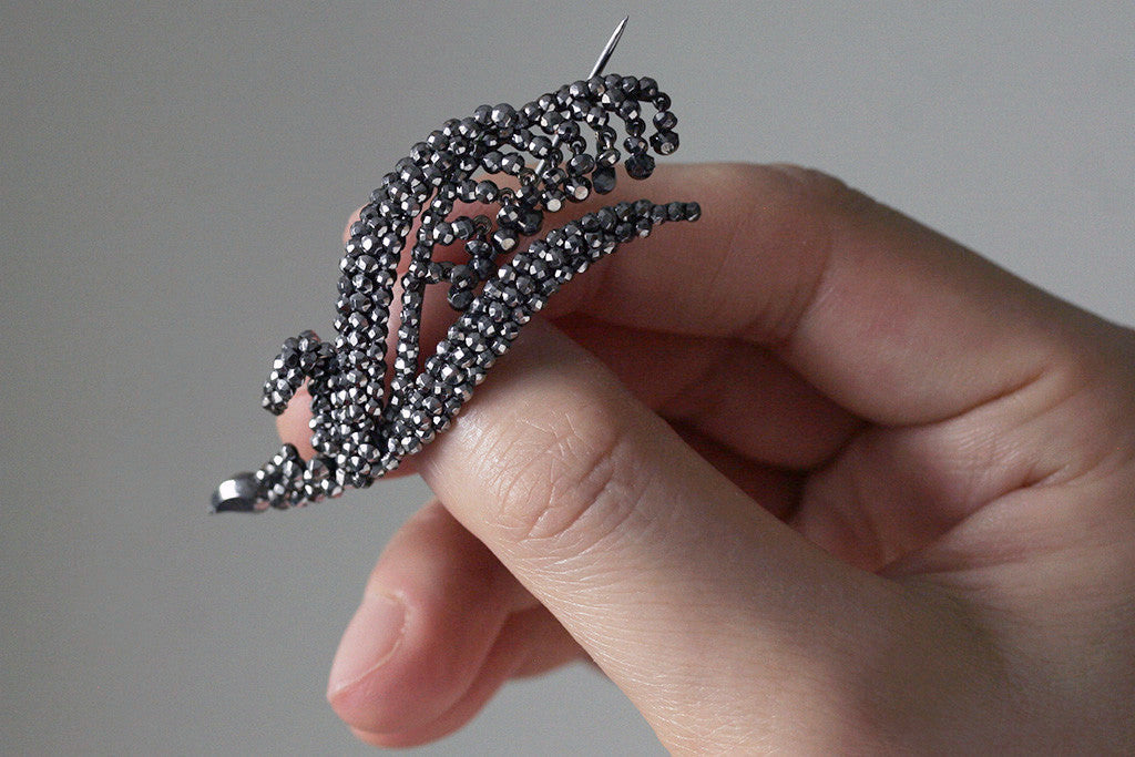 Victorian Lily of the Valley Cut Steel Brooch