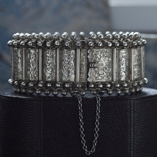 Victorian Sterling Silver Wide Link Bracelet