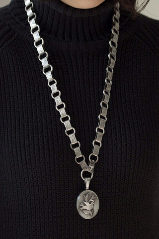 Victorian Extra Long Sterling Silver Chain and Locket