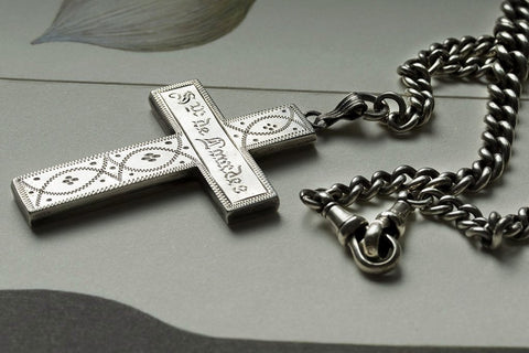 Sv. de Lourdes Silver Cross and Chain