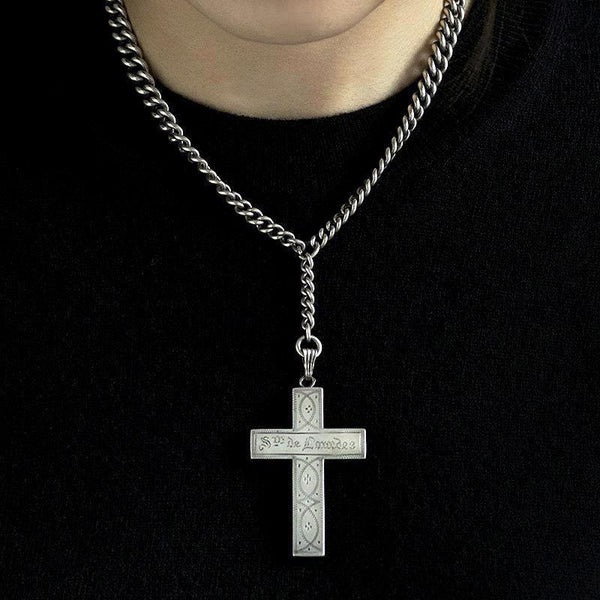Sv. de Lourdes Silver Cross and Chain