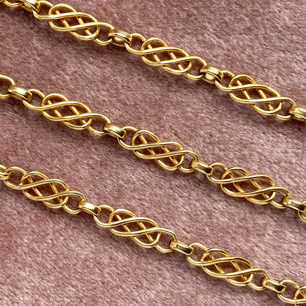 Late Victorian 'Lovers Knot' 18k Gold Chain