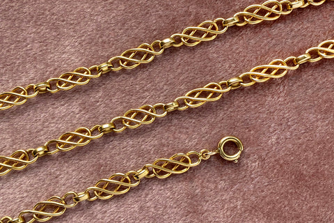 Late Victorian 'Lovers Knot' 18k Gold Chain