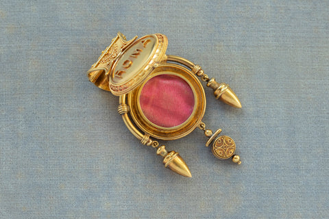 LAELIUS Antiques Micro Mosaic ROMA Bulla Locket