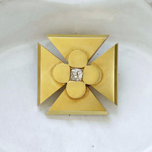 Victorian Maltese Cross Pendant with Diamond