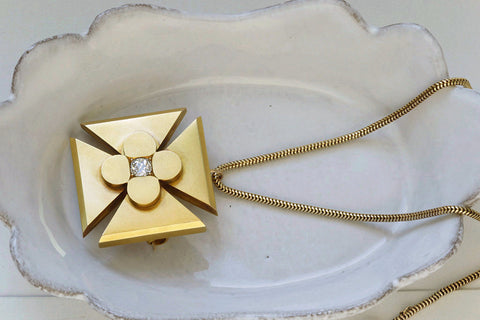 Victorian Maltese Cross Pendant with Diamond