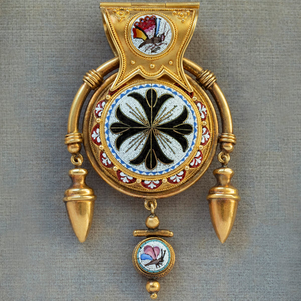 LAELIUS Antiques Micro Mosaic ROMA Bulla Locket