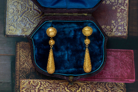 Victorian Gold Torpedo Drop Earrings