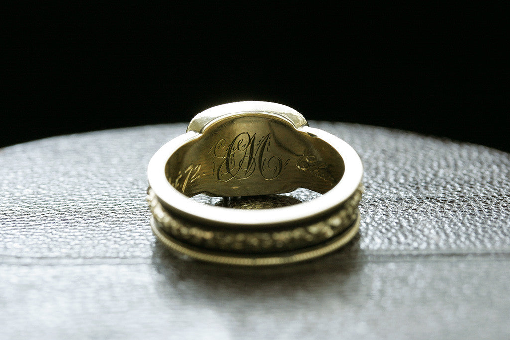 Georgian Black Enamel Memorial Locket Ring 