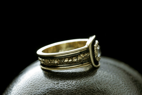 Georgian Black Enamel Memorial Locket Ring 