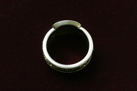 Georgian Black Enamel Memorial Locket Ring 