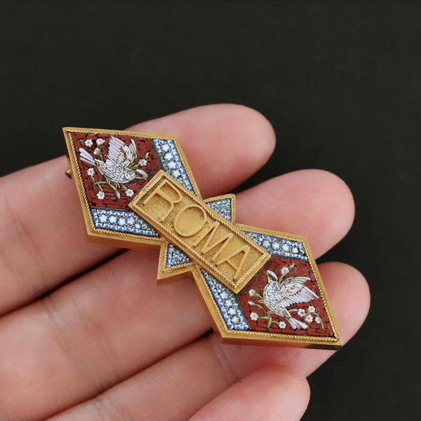 Dove Micro Mosaic ROMA Brooch