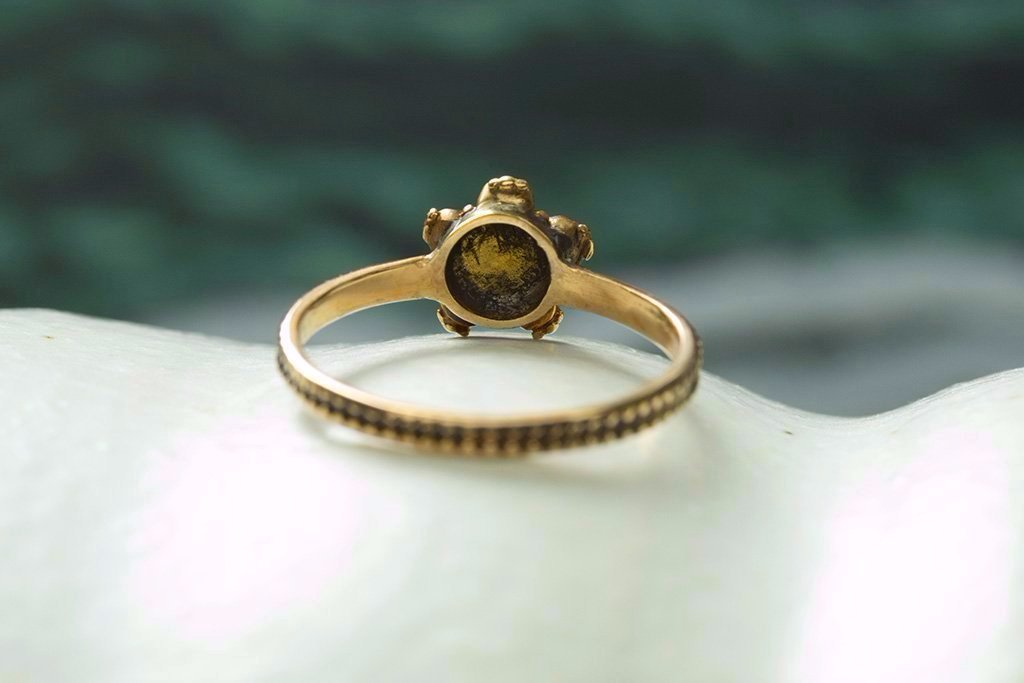 Mid Victorian Emerald Ruby Flower Ring