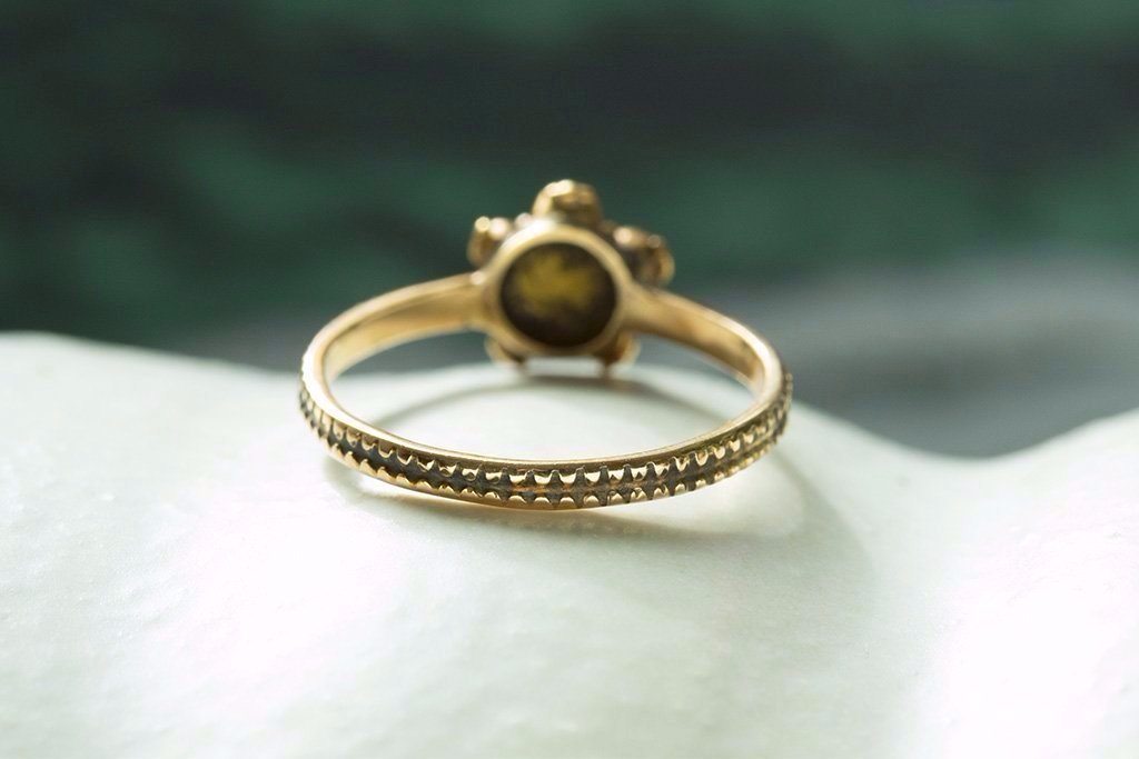 Mid Victorian Emerald Ruby Flower Ring