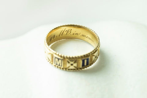 'MIZPAH' Blue Enamel and Gold Band
