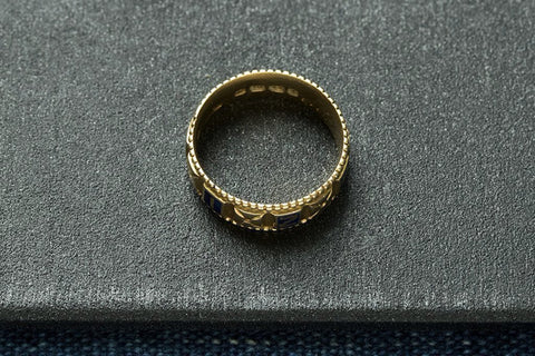 'MIZPAH' Blue Enamel and Gold Band