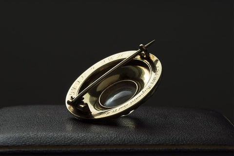 Victorian Moonstone Brooch with Blue Enamel and Pearl