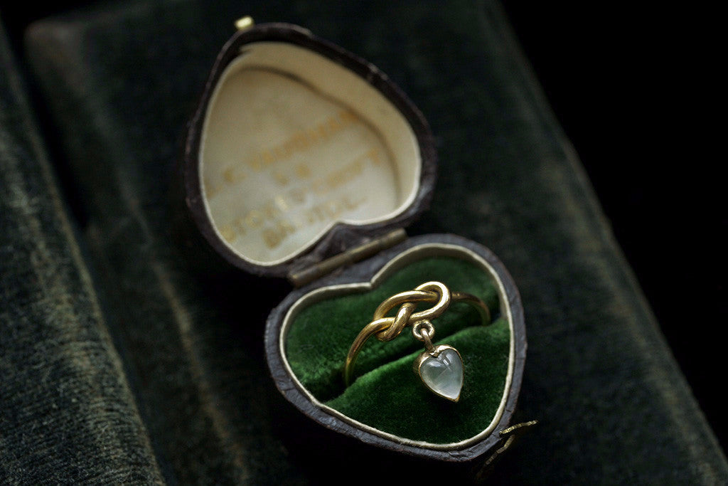 Victorian Moonstone Heart Drop Ring