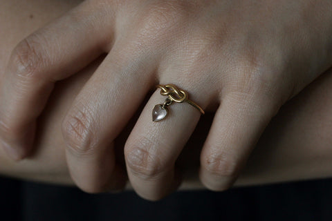 Moonstone Heart Drop Ring