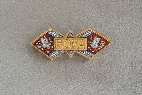 Dove Micro Mosaic ROMA Brooch