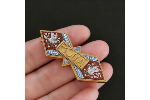 Dove Micro Mosaic ROMA Brooch