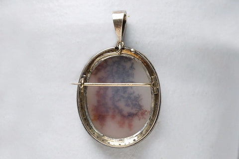 Victorian Agate and Diamond Brooch Pendant