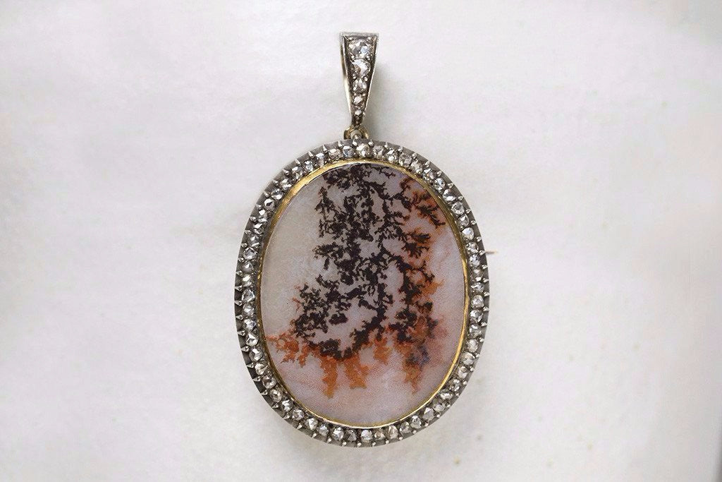 Victorian Agate and Diamond Pendant Brooch