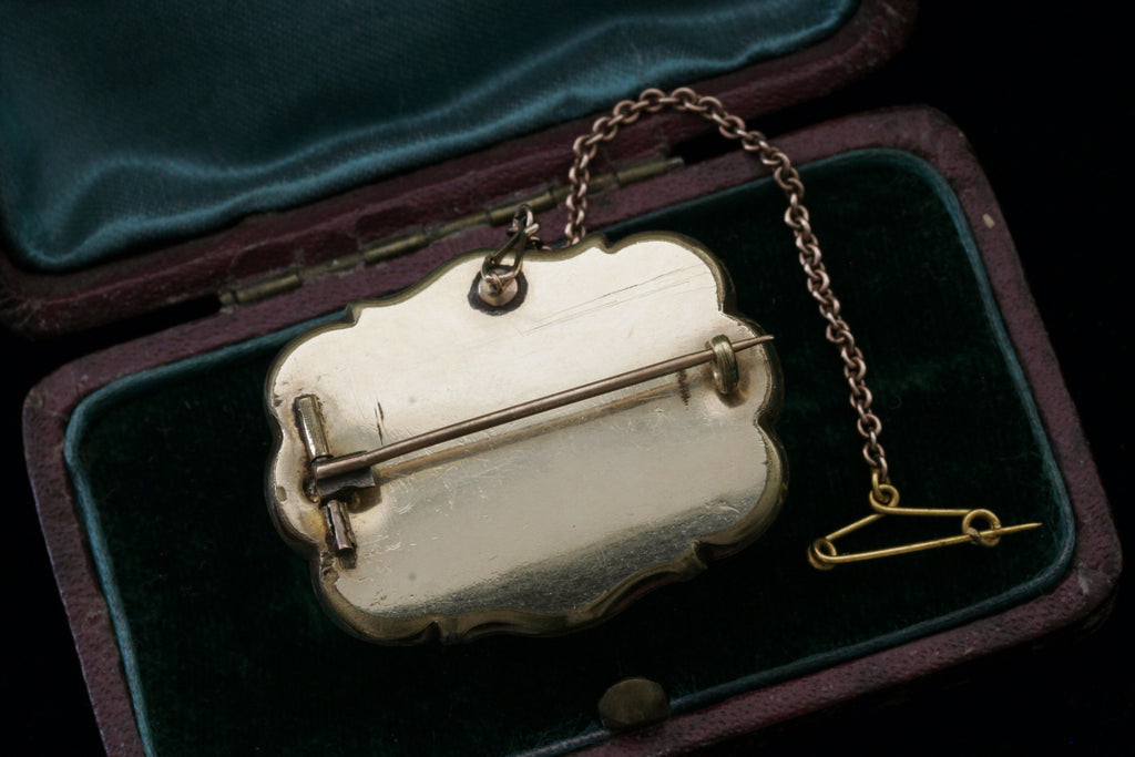 Enamel and Gold Mourning Brooch