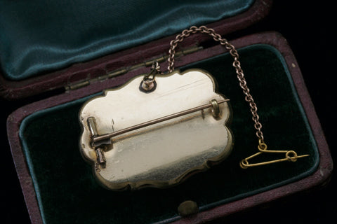 Enamel and Gold Mourning Brooch