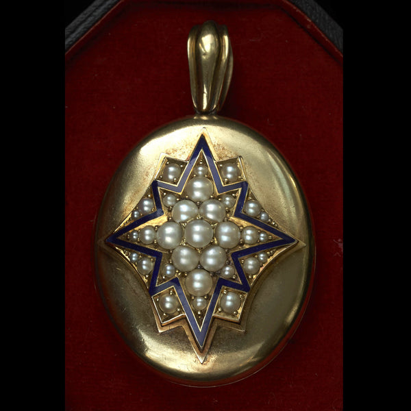 Victorian Pearl and Enamel Locket