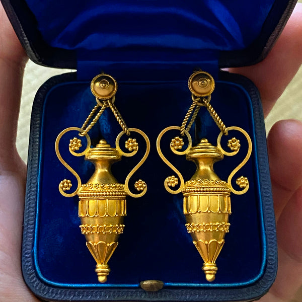 Mid-Victorian Gold Amphora Earrings