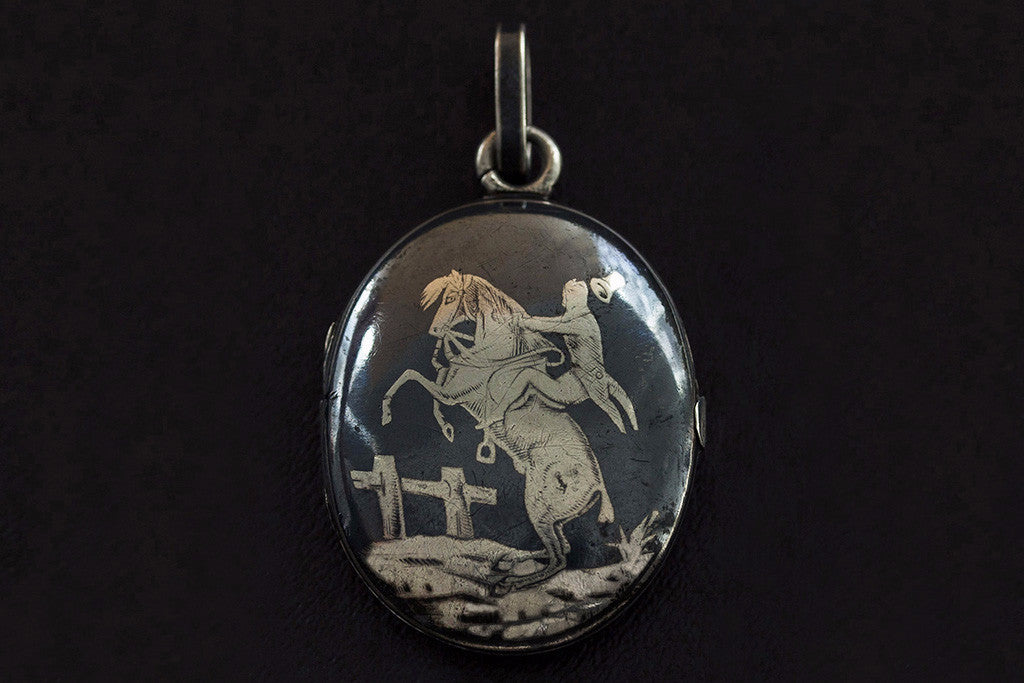 Late Victorian Sterling Silver & Niello Locket