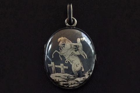 Late Victorian Sterling Silver & Niello Locket