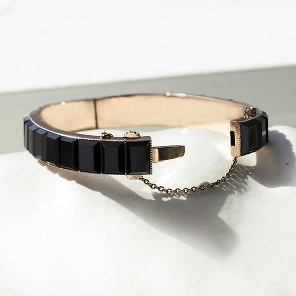 Victorian Faceted Onyx Bangle