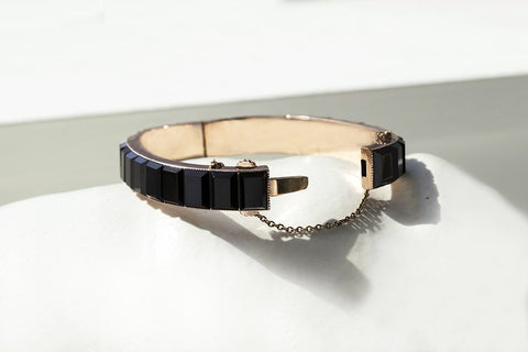 Victorian Faceted Onyx Bangle
