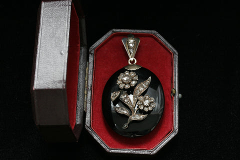 Victorian Onyx and Diamond Locket