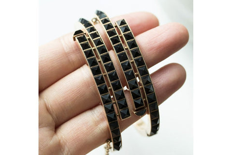 Pair of Victorian Onyx Pyramid Bangles
