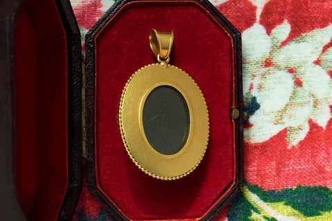 Victorian Locket with Opal, Enamel & Diamond