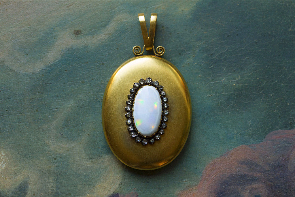 Large Victorian Opal and Diamond Locket