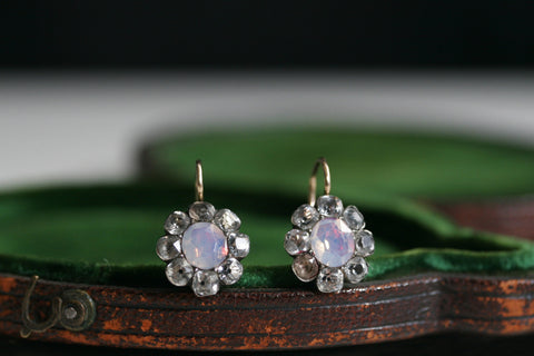 Georgian Paste and Opaline Earrings