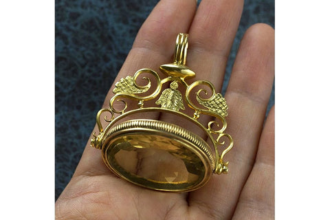 Oversized Citrine Swivel Fob Pendant