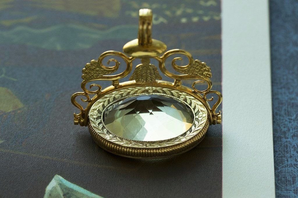 Oversized Citrine Swivel Fob Pendant
