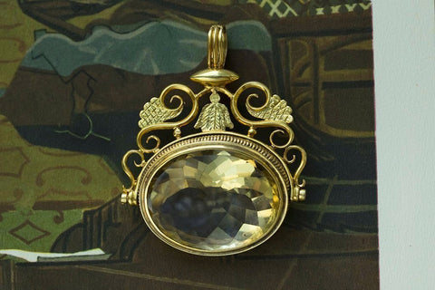 Oversized Citrine Swivel Fob Pendant