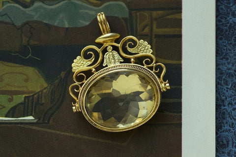 Oversized Citrine Swivel Fob Pendant