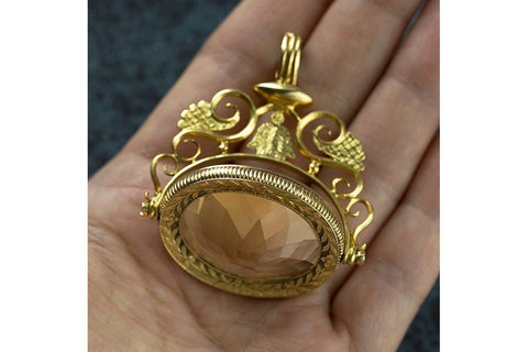 Oversized Citrine Swivel Fob Pendant