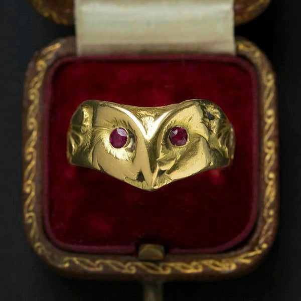 Art Nouveau French Owl Ring