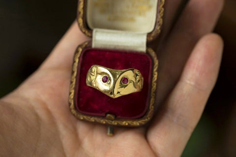 Art Nouveau French Owl Ring