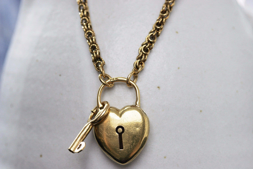 Tiny Lock with Heart Cut-Out Pendant Necklace